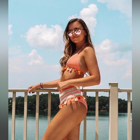 Tularosa Fringe Coral Bikini Set - Picture 2 of 4